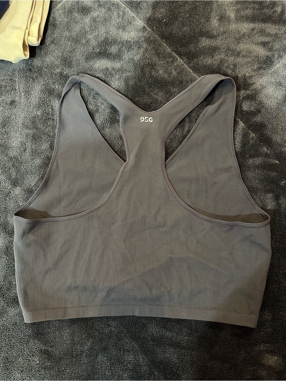 DSG Ribbed V-Neck Racerback Bralette - Gray - Picture 2 of 3